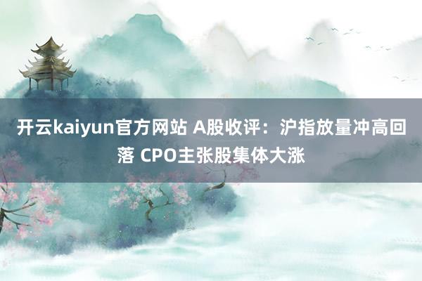 开云kaiyun官方网站 A股收评：沪指放量冲高回落 CPO主张股集体大涨