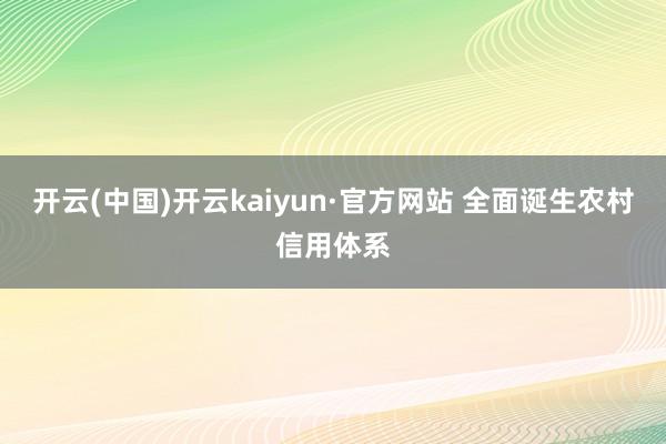 开云(中国)开云kaiyun·官方网站 全面诞生农村信用体系