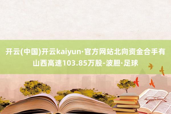 开云(中国)开云kaiyun·官方网站北向资金合手有山西高速103.85万股-波胆·足球