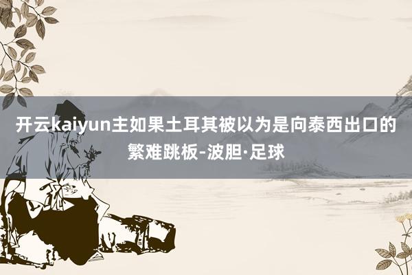 开云kaiyun主如果土耳其被以为是向泰西出口的繁难跳板-波胆·足球