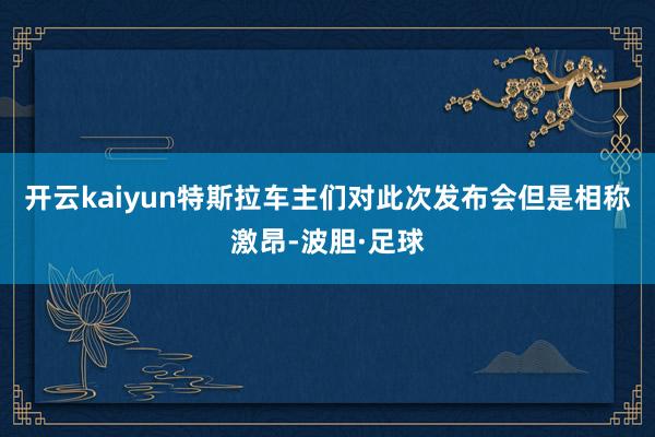 开云kaiyun特斯拉车主们对此次发布会但是相称激昂-波胆·足球