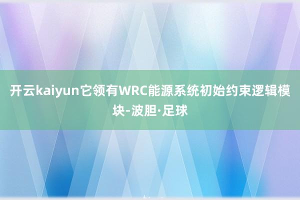 开云kaiyun它领有WRC能源系统初始约束逻辑模块-波胆·足球