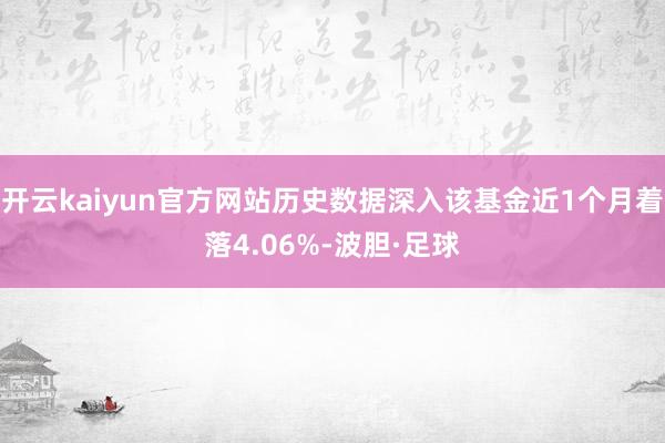 开云kaiyun官方网站历史数据深入该基金近1个月着落4.06%-波胆·足球